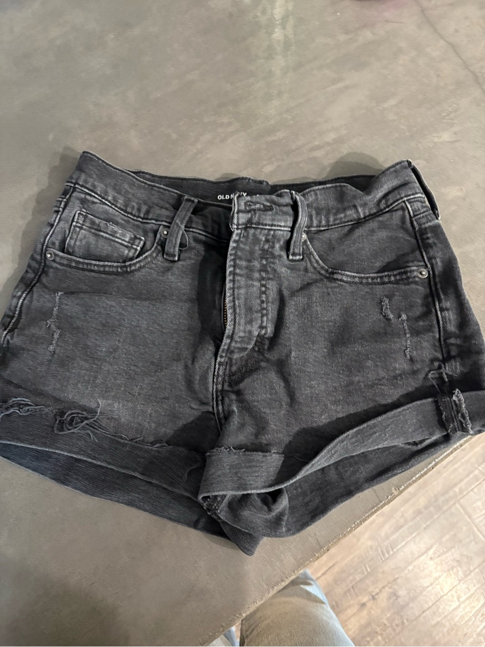 Old Navy Black Washed Denim Roll-Cuff Women's Shorts